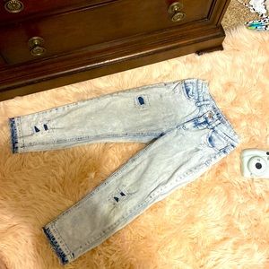 Ripped jeans from justice Stone washed zipper and buttons work excellent shape